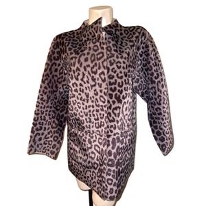 Reversible Leopard Print Faux Shearling Coat Metallic Suede MUNTHE Jacket S/M/36